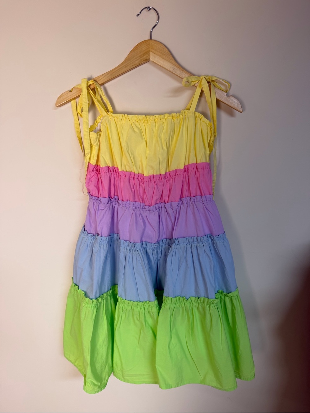 &Merci Multi Color Tiered Color Block Mini Dress